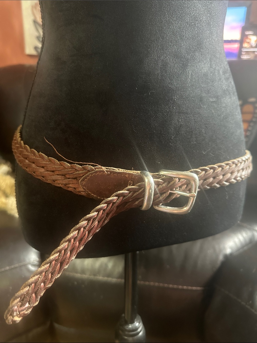 Classic Braided Leather Belt - Brown